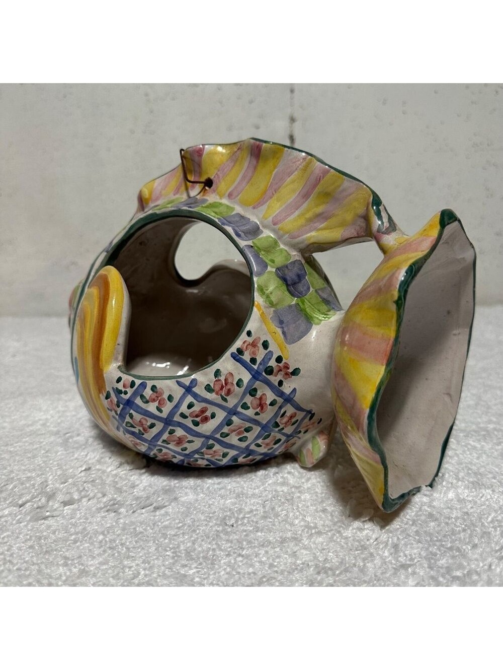 Hand-Painted Ceramic Fish Shaped Vase - Picture 4 of 9